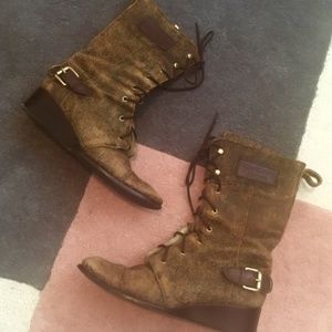 Michael Kors Distressed Suede Boots - Tan/Brown/8M